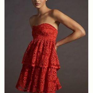 NWT Anthropologie Bare Lace Tiered Dress